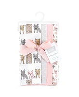 Hudson Baby Girls Cotton Poly Flannel Burp Cloths 8-Pack, Wild Forest Pink, One Size