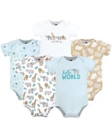 Hudson Baby Boys Cotton Bodysuits, Hello World Safari, Preemie