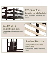Twin Over Twin Bunk Bed with Storage Shelf and Drawer