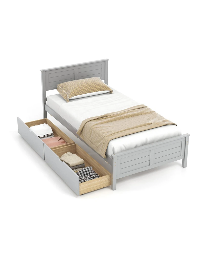 Twin Size Bed Frame with Storage Drawers