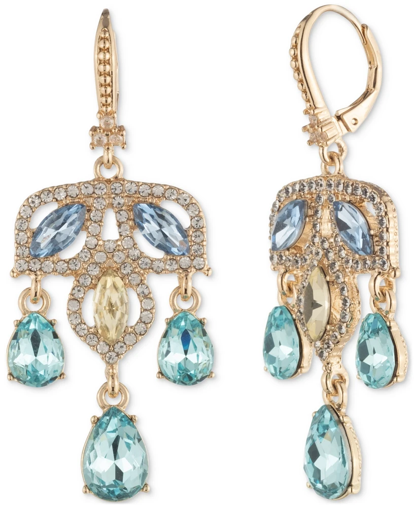 Marchesa Gold-Tone Blue Stone Multi Chandelier Drop Earrings