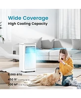 Cowsar 8000 Btu Portable Ac, 4 Modes, Cools 350sq.ft, Remote, Led Display, 24H Timer, 360° Wheels