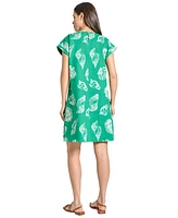 Jones New York Women's Short Sleeve Side Button Swing Dress