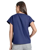 Jones New York Women's Short Sleeve Button Detail Top