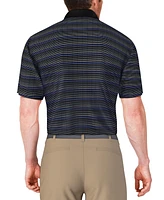Pga Tour Men's Short Sleeve Jacquard Striped Golf Polo Shirt