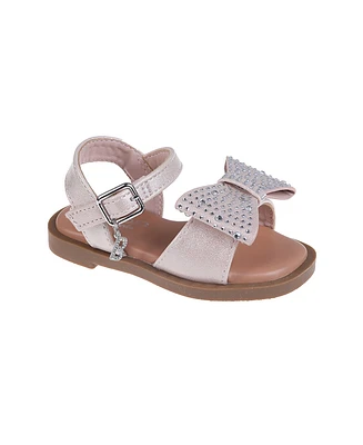 Bebe Toddler Girls Charm and Bow with Rhinestones Sandals