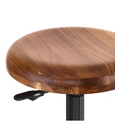 Seville Classics Acacia Wood Seat Pneumatic Adjustable Work Stool