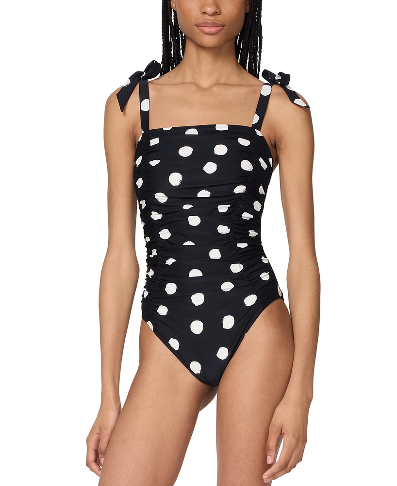 Kate Spade New York Women's Shirred Tied One-Piece Swimsuit