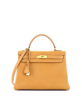 Pre-Owned Hermes Kelly 32 Handbag Ardennes with Gold Hardware