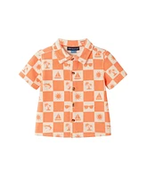 Andy & Evan Baby Boys Orange Printed Check Terry Set