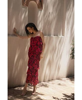 Jluxlabel Women's Floral Casa Blanca Ruffle Dress