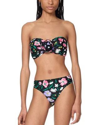 Kate Spade Womens Rosette Trim Bandeau Bikini Top High Cut Bottoms
