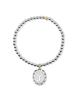 4mm Sterling Silver Ball with Cross Medallion Charm