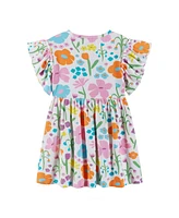 Andy & Evan Toddler Girls Toddler/Child White Floral Rib Knit Dress