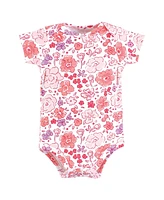 Hudson Baby Girls Cotton Bodysuits, Wonderful Floral, 9-12 Months