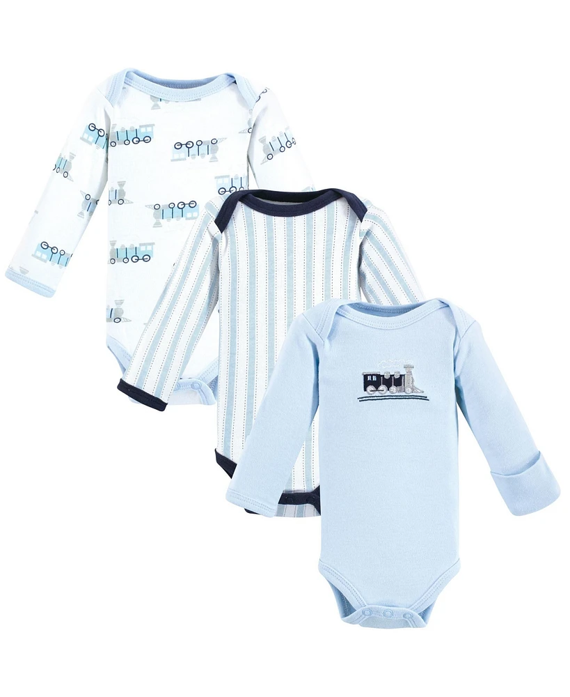 Luvable Friends Baby Boys Preemie Long Sleeve Bodysuits 3pk, Train, Preemie