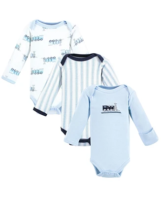 Luvable Friends Baby Boys Preemie Long Sleeve Bodysuits 3pk, Train, Preemie