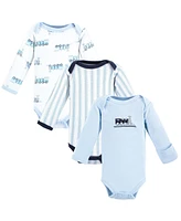 Luvable Friends Baby Boys Preemie Long Sleeve Bodysuits 3pk, Train, Preemie