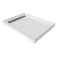 Casainc 48"W X 36"D Solid Surface Single Threshold Shower Base Anti-Slip Shower Pan