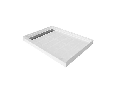 Casainc 48"W X 36"D Solid Surface Single Threshold Shower Base Anti-Slip Shower Pan