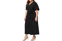 Kiyonna Plus Evelyn Cropped Wide Leg Jumpsuit
