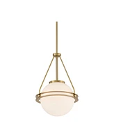 Saturna 13" Modern Pendant Ceiling Light Fixture Dining Room Over Table Kitchen Island Foyer Globe Hanging Round Soft Gold Finish White Glass Hallway