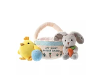 Sperric Easter Baby Plush Playset with Easter Basket, Bunny Holding Carrot, Easter Egg, and Squeaky Chicken, Sensory and Decorative Toys for Babies &