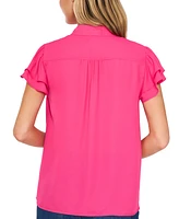 CeCe Women's Flutter-Sleeve Button-Front Blouse