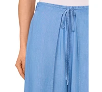 CeCe Women's Side-Overlap Self-Tie Wide-Leg Pants