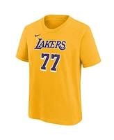 Nike Big Boys and Girls Luka Doncic Gold Los Angeles Lakers Player Name Number T-Shirt