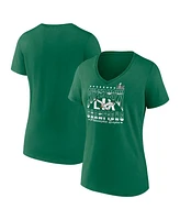 Fanatics Women's Kelly Green Philadelphia Eagles Super Bowl Lix Champions Retro Logo V-neck T-Shirt