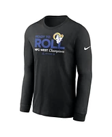 Nike Men's Black Los Angeles Rams 2024 Nfc West Division Champions Locker Room Trophy Collection Long Sleeve T-Shirt