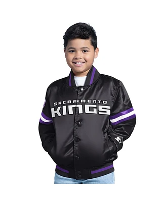 Starter Big Boys and Girls Black Sacramento Kings Scrimmage Full-Snap Varsity Jacket