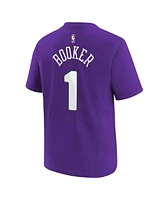 Nike Big Boys and Girls Devin Booker Purple Phoenix Suns 2024/25 City Edition Name Number T-Shirt