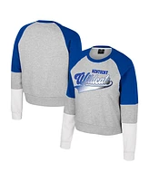 Colosseum Women's Heather Gray Kentucky Wildcats Katinka Rhinestone Scoop Neck Pullover Sweatshirt