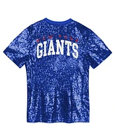 Outerstuff Big Girls Royal New York Giants Wordmark Sequin V-neck Top