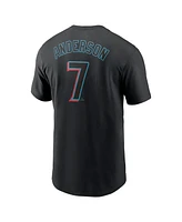Nike Men's Tim Anderson Black Miami Marlins Fuse Name Number T-Shirt