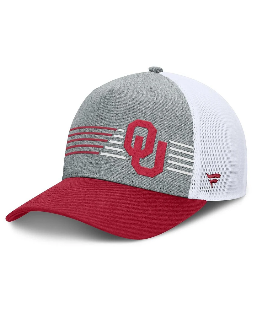 Fanatics Men's Heather Gray/Crimson Oklahoma Sooners Profile Trucker Adjustable Hat