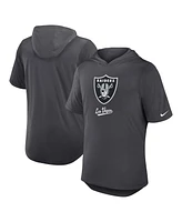 Nike Men's Anthracite Las Vegas Raiders Tri-Blend Performance Hoodie T-Shirt