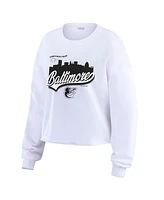 Wear by Erin Andrews Women's White Baltimore Orioles Domestic Postcard Long Sleeve T-Shirt