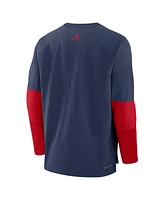 Nike Men's Navy/Red Atlanta Braves Authentic Collection Player Lightweight Performance Long Sleeve Top