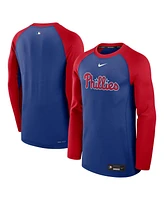 Nike Men's Royal/Red Philadelphia Phillies Authentic Collection Game Time Raglan Performance Long Sleeve T-Shirt
