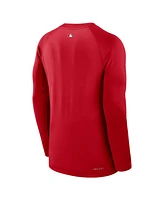 Nike Men's Red Los Angeles Angels Authentic Collection Game Time Raglan Performance Long Sleeve T-Shirt