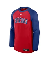 Nike Men's Red/Royal Chicago Cubs Authentic Collection Game Time Raglan Performance Long Sleeve T-Shirt