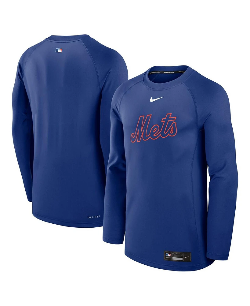 Nike Men's Royal New York Mets Authentic Collection Game Time Raglan Performance Long Sleeve T-Shirt