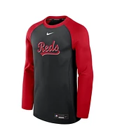Nike Men's Black/Red Cincinnati Reds Authentic Collection Game Time Raglan Performance Long Sleeve T-Shirt