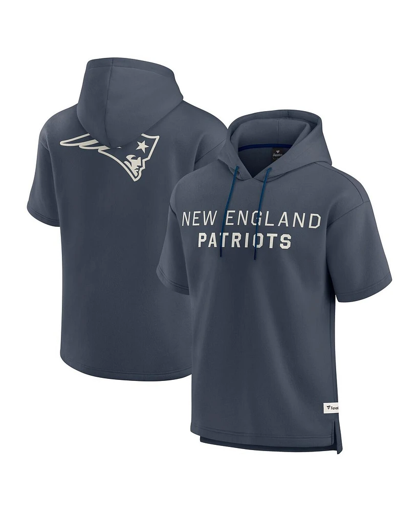 Fanatics Men's Navy New England Patriots Elements Future Ground Lettering Short Sleeve Pullover Hoodie