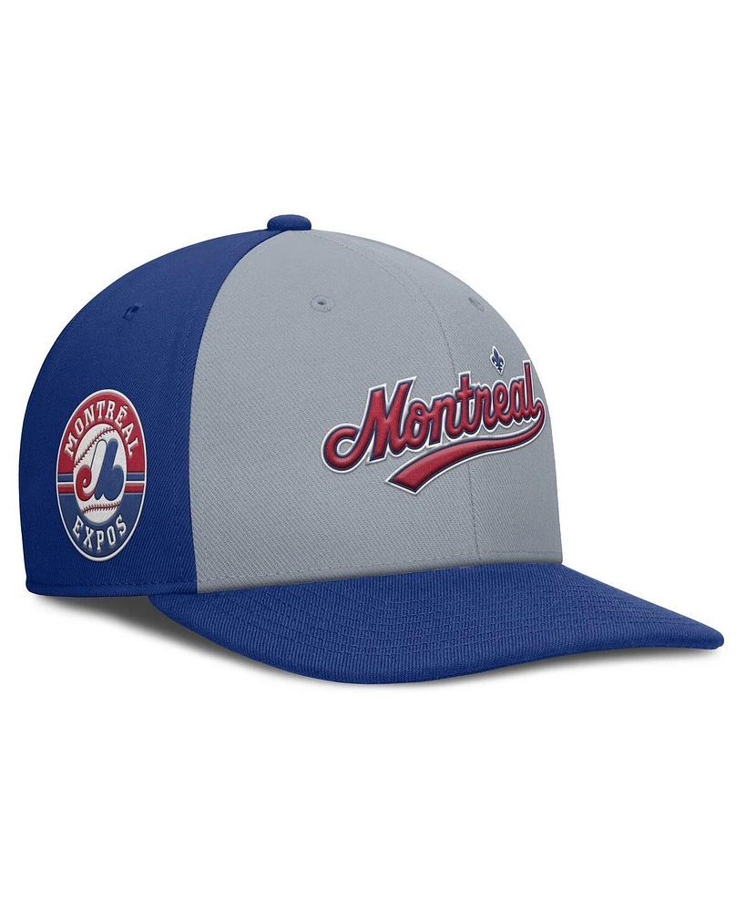 Nike Men's Gray/Blue Montreal Expos Cooperstown Collection Pro Performance Snapback Hat