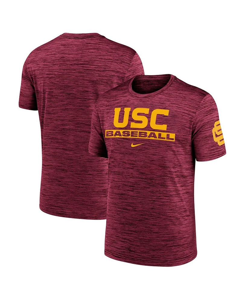 Nike Men's Cardinal Usc Trojans Velocity Baseball Wordmark Stack Performance T-Shirt