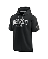 Fanatics Men's Black Detroit Red Wings Elements Ready Short Sleeve Pullover Hoodie